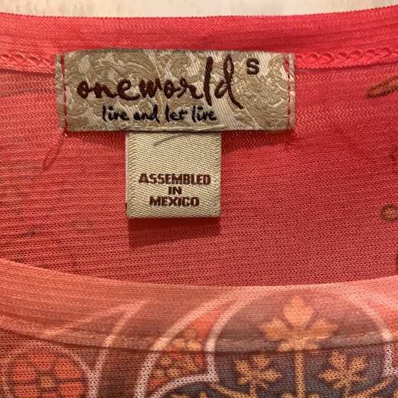 One world colorful, beautiful blouse; size Small - Picture 3 of 7